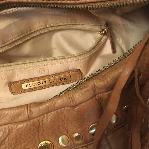 Elliot Lucca tan studded pleated leather hobo bag with tassel - Picture 12 of 13